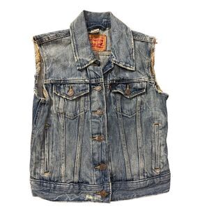 Levi’s womens trucker denim sleeveless vest jacket sz XS